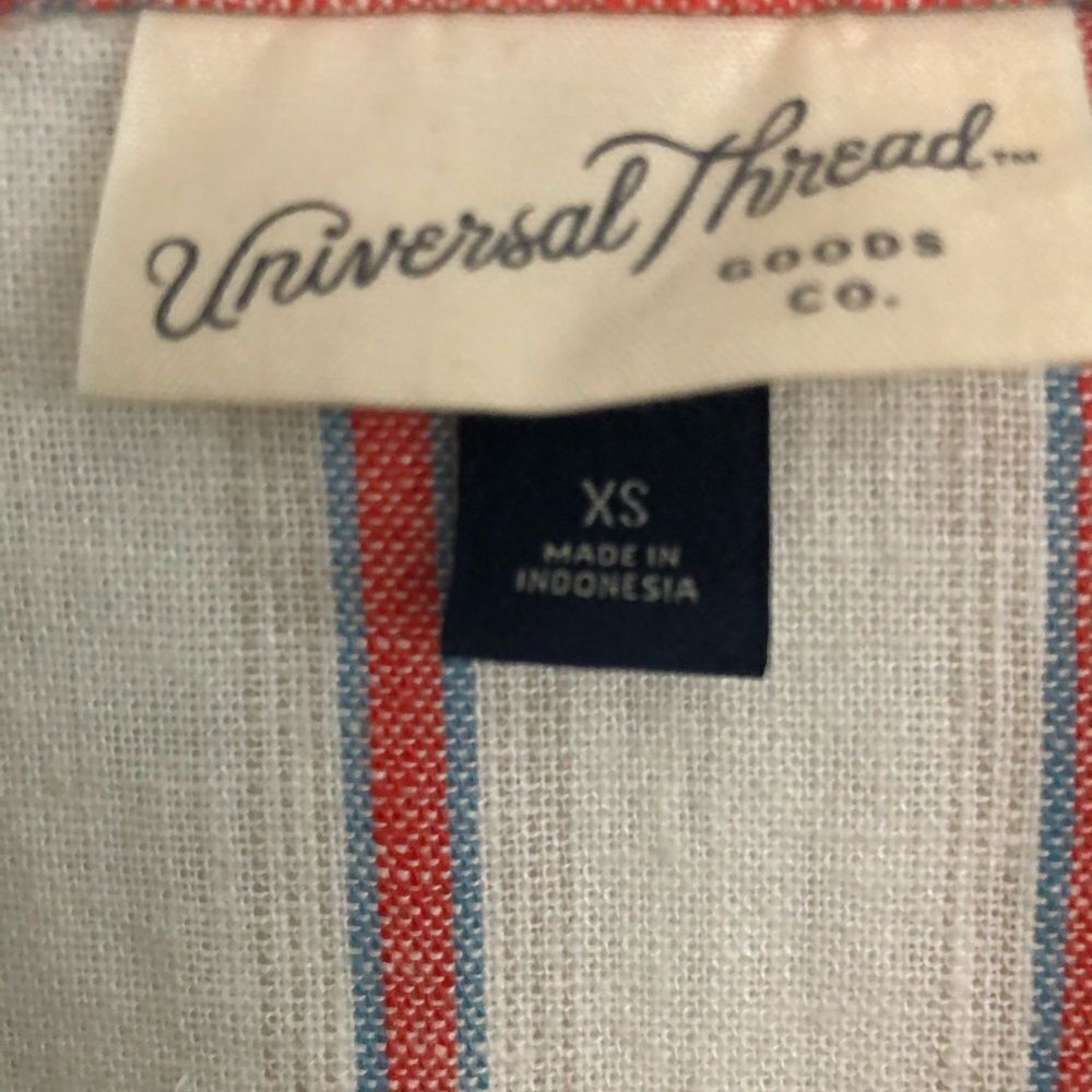 Universal Thread Linen Striped Button Up Short Sleeve Top - Picture 4 of 6